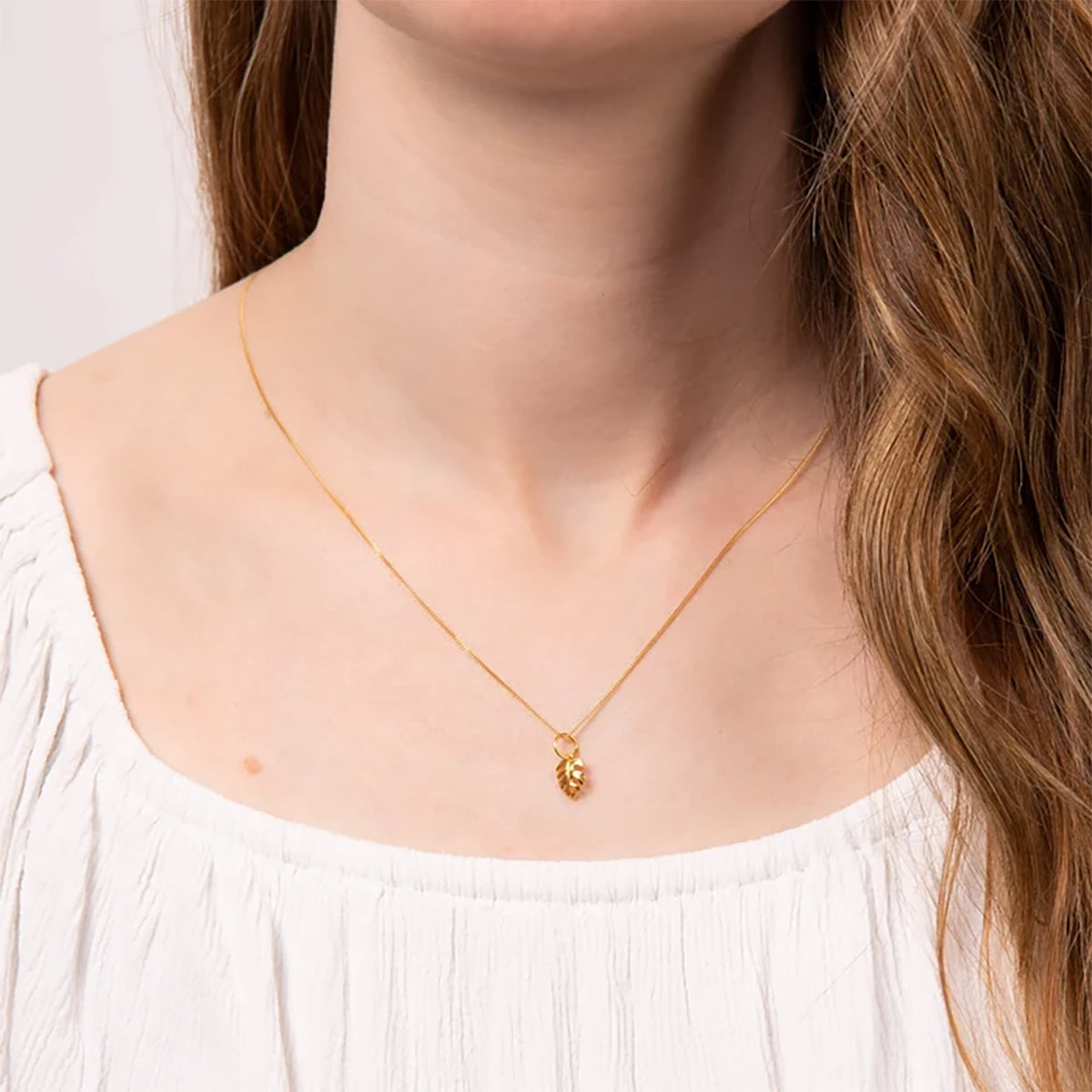 Sterling Silver & Gold Plated Palm Leaf Pendant Necklace
