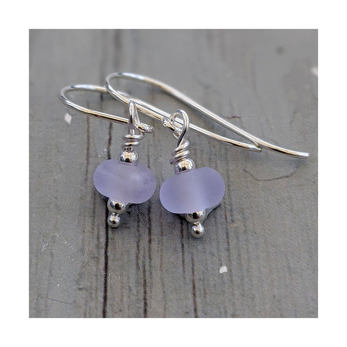 Beach Art Glass Sea Mist Tiny Bead Earrings