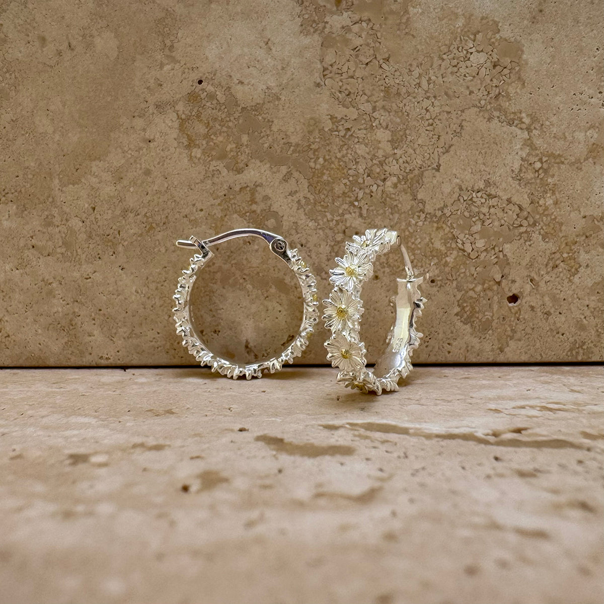 Sterling Silver Daisy Chain Hoop Earrings