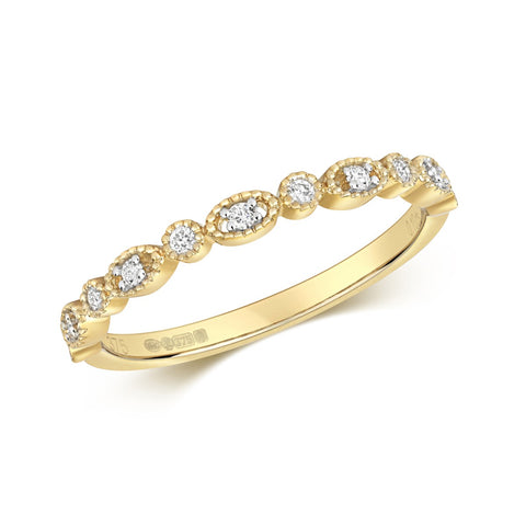 Intricately designed 9ct Yellow Gold Diamond Eternity Ring
