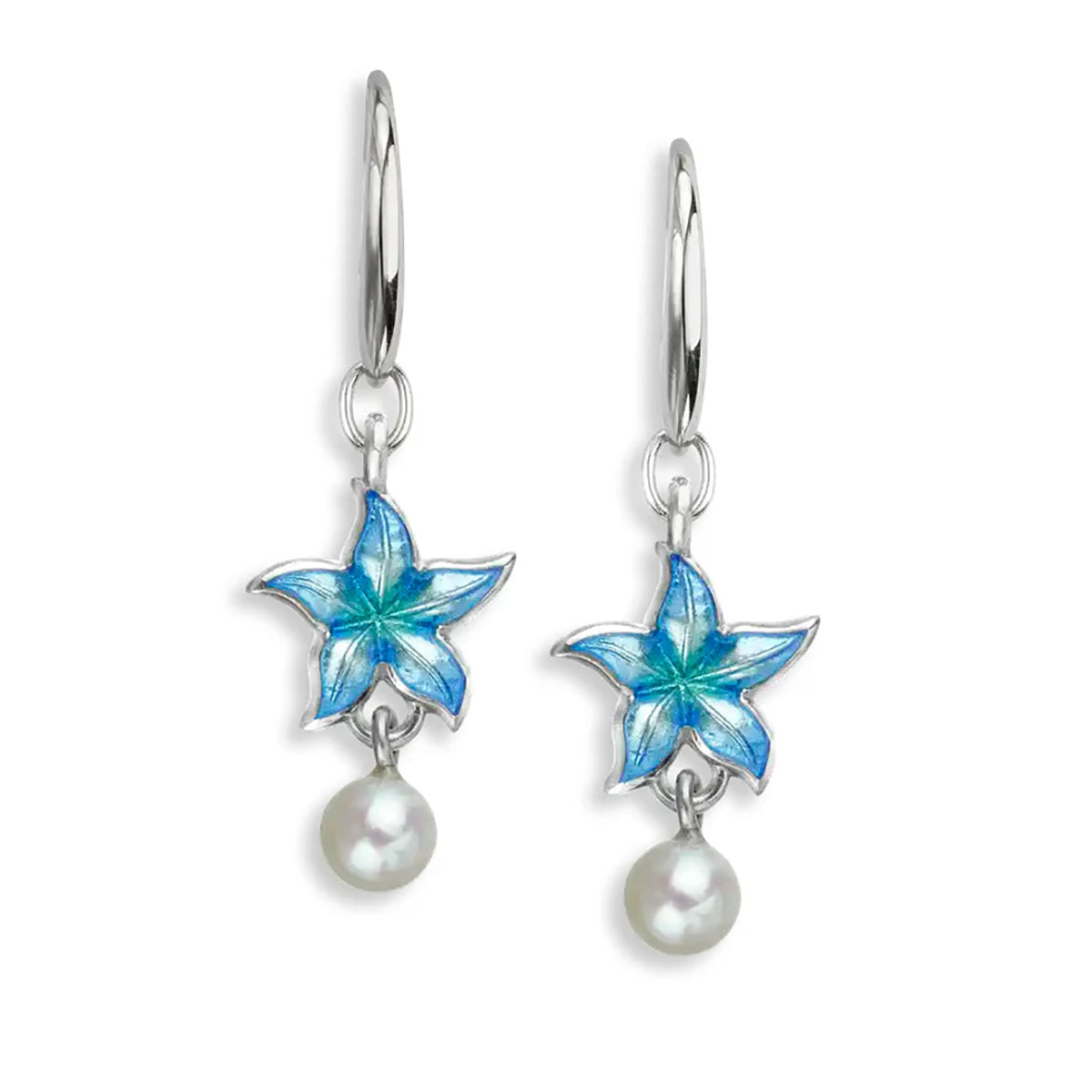 Nicole Barr Blue Starfish & Pearl Drop Earrings