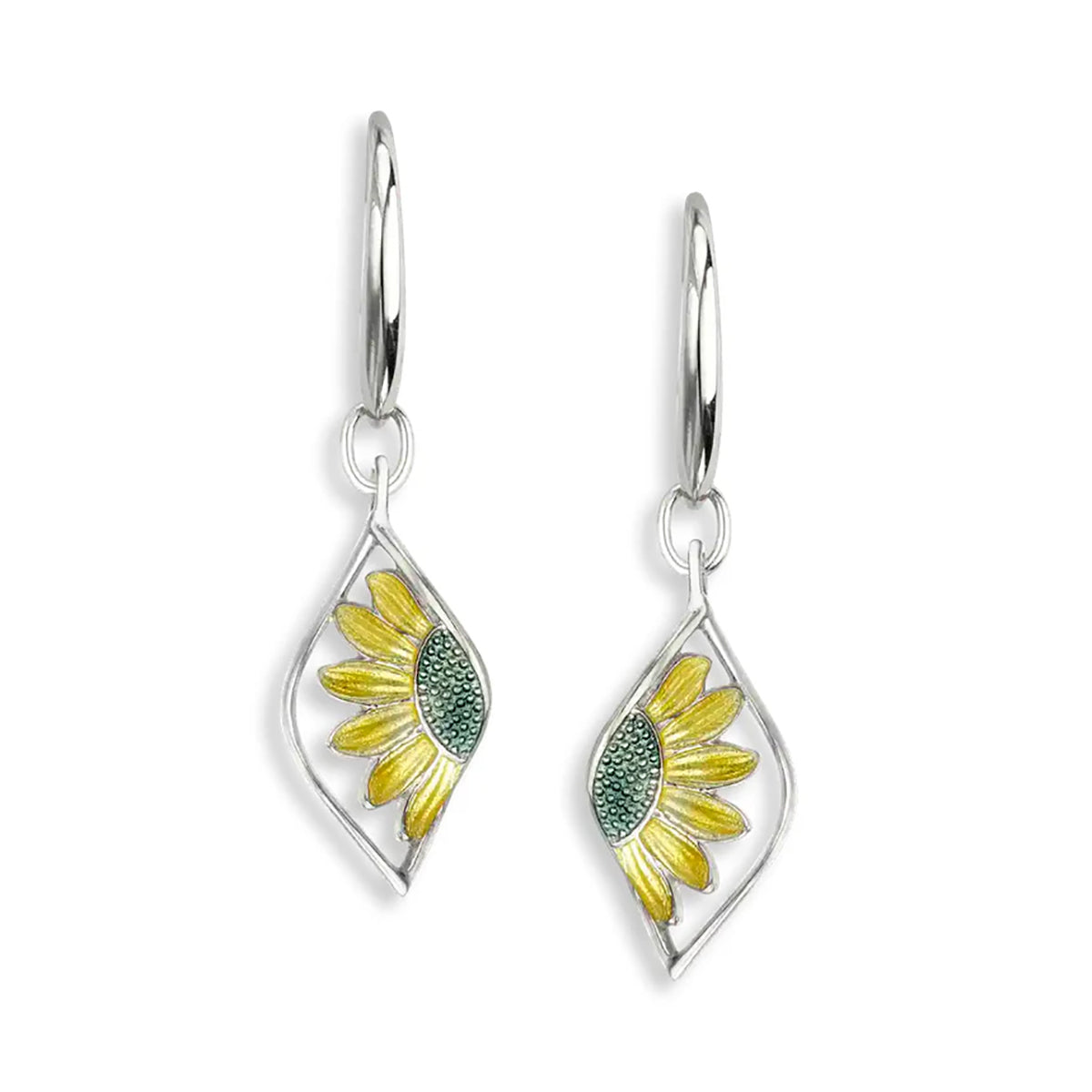 Nicole Barr Enamel Sunflower Drop Earrings