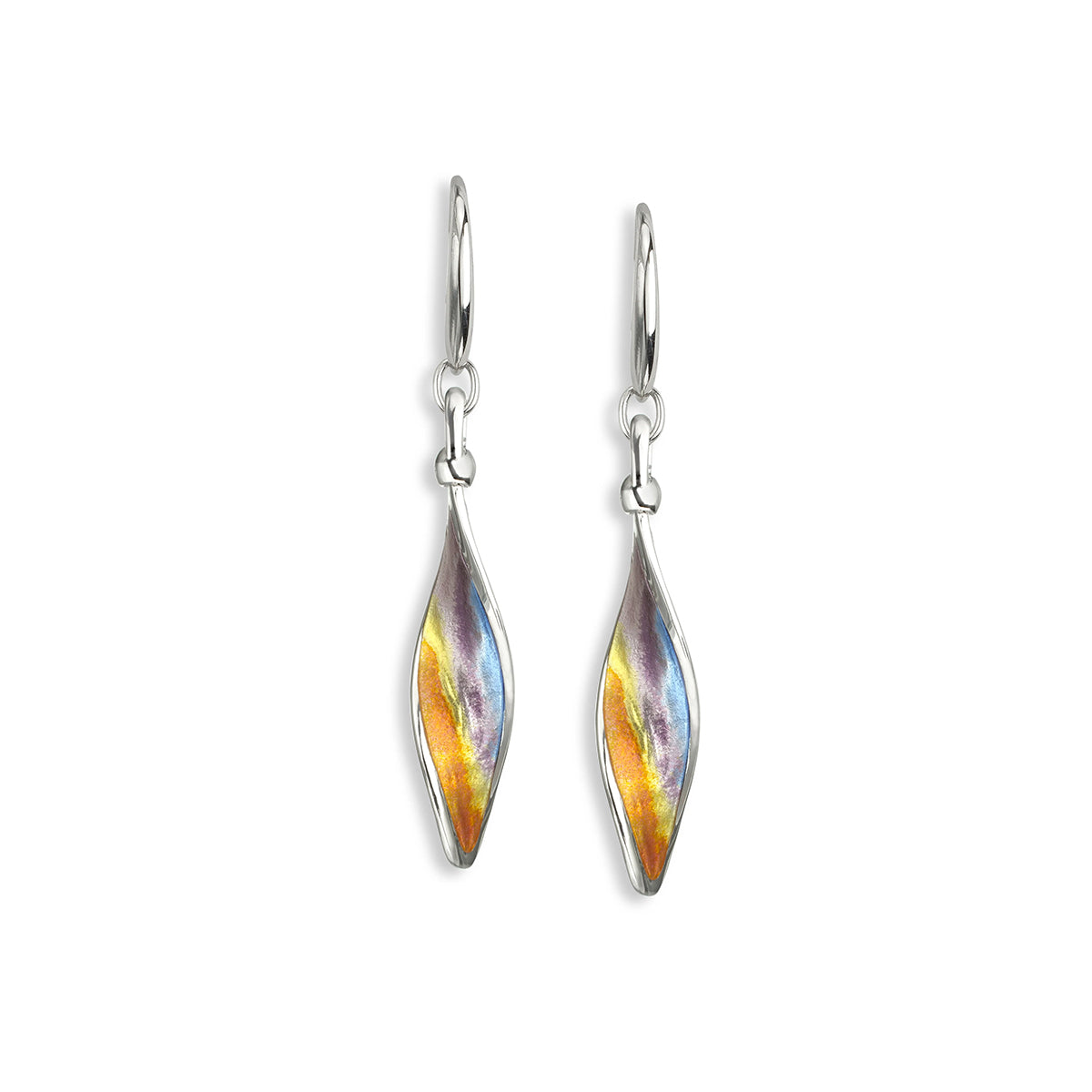 Sterling Silver & Enamel Sunset Drop Earrings