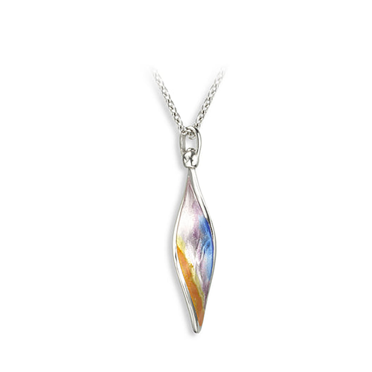 Sterling Silver & Enamel Sunset Pendant Necklace