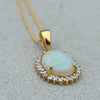 18ct Yellow Gold Opal & Diamond Pendant Necklace