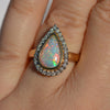 18ct Yellow Gold Australian Opal & Diamond Tear Drop Cluster Ring