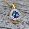 18ct Yellow Gold Sapphire & Diamond Pendant Necklace
