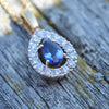 18ct Yellow Gold Sapphire & Diamond Pendant Necklace