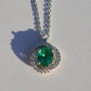 18ct White Gold Emerald & Diamond Pendant Necklace