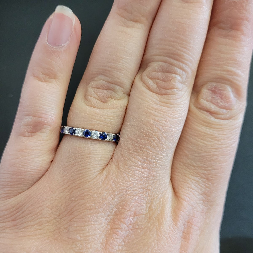 Secondhand 18ct White Gold Sapphire & Diamond Half Eternity Ring