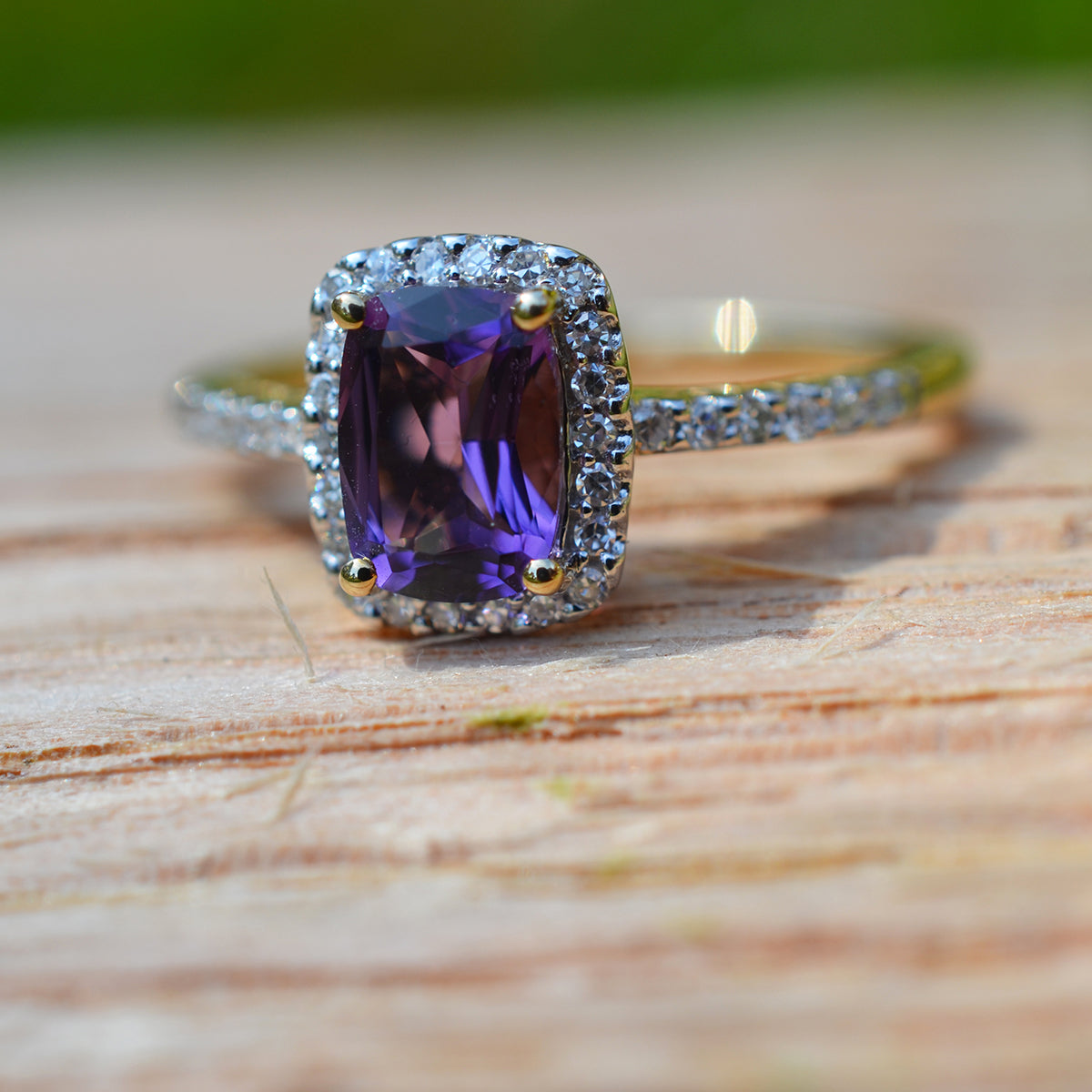 Amethyst & Diamond Cluster Ring