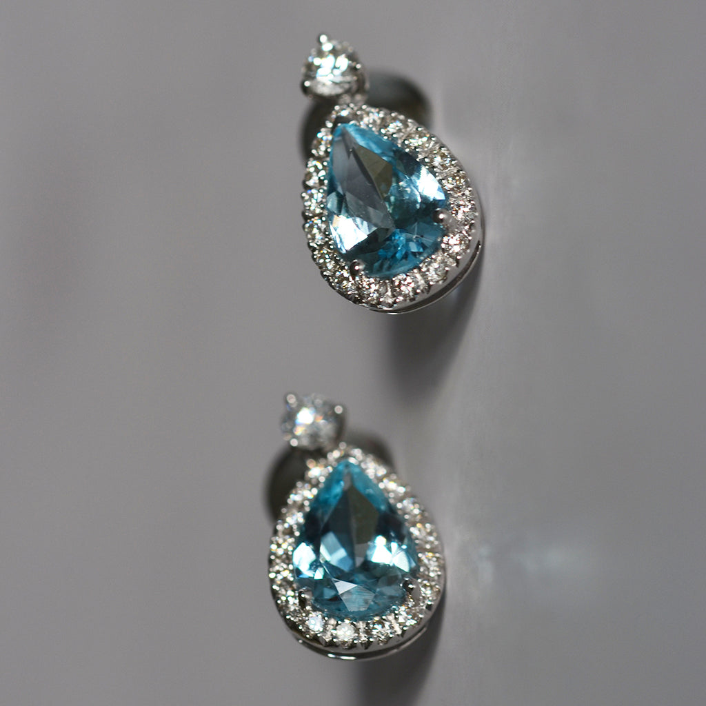 Aquamarine and sales white gold earrings