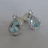 18ct White Gold Aquamarine & Diamond Drop Earrings