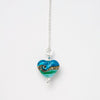 Beach Art Glass - Deep Blue Sea Babe Heart Necklace