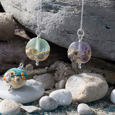 Beach Art Glass - Sea Spray Babe Lentil Necklace