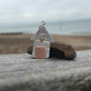 Handmade Medium Silver Beach Hut with Heart Cutout Pendant