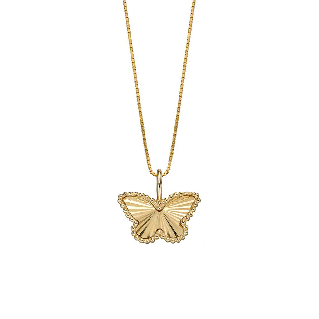 9ct Yellow Gold Butterfly Pendant Necklace