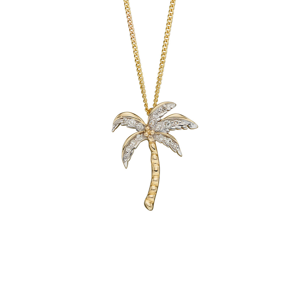 9ct Diamond Set Palm Tree Pendant