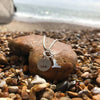 Handmade Silver Tiny Hayling Island Outline and Circle and Waves Charm Multi Pendant