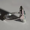18ct White Gold Sapphire & Diamond Vintage Style Shield Ring