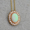 9ct Yellow Gold Opal & Diamond Pendant Necklace