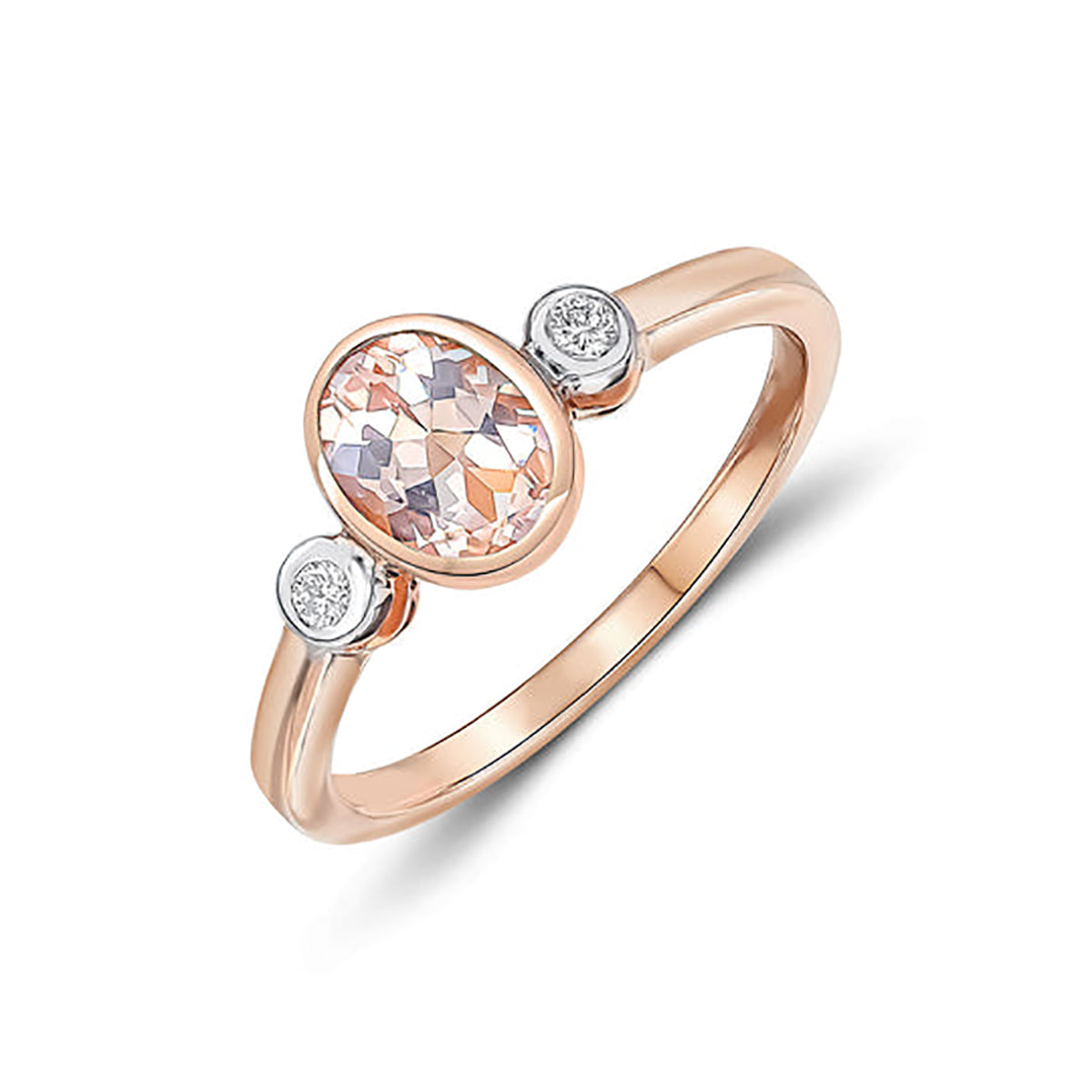 9ct Rose Gold Morganite & Diamond Ring