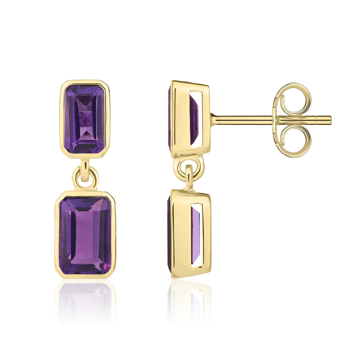9ct Amethyst Double Drop Earrings