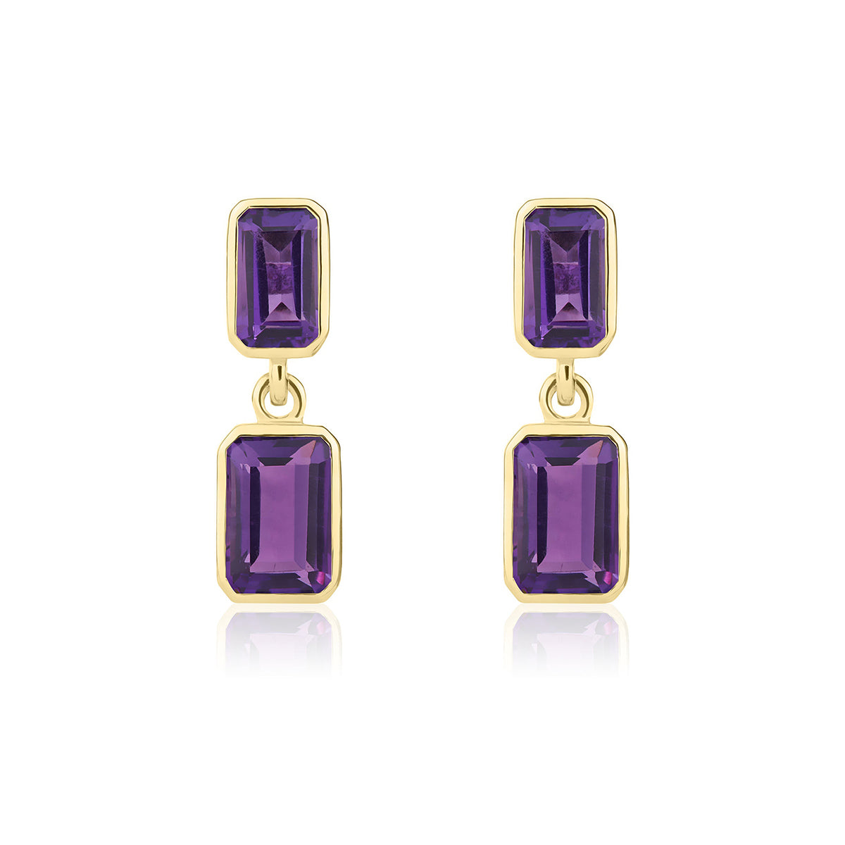 9ct Amethyst Double Drop Earrings