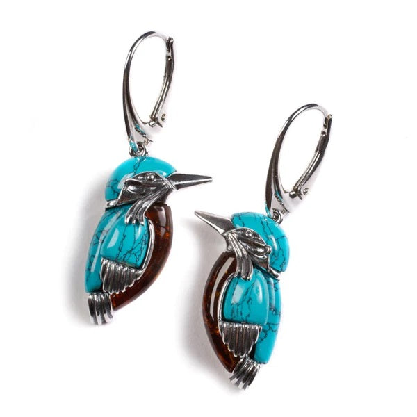 Sterling Silver Kingfisher Drop Earrings