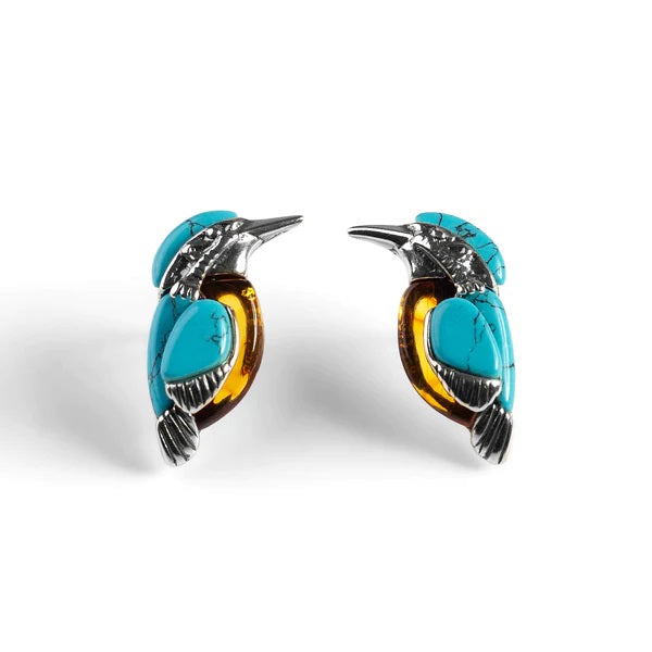 Sterling Silver Kingfisher Stud Earrings
