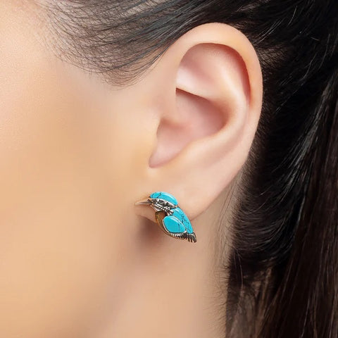 Sterling Silver Kingfisher Stud Earrings