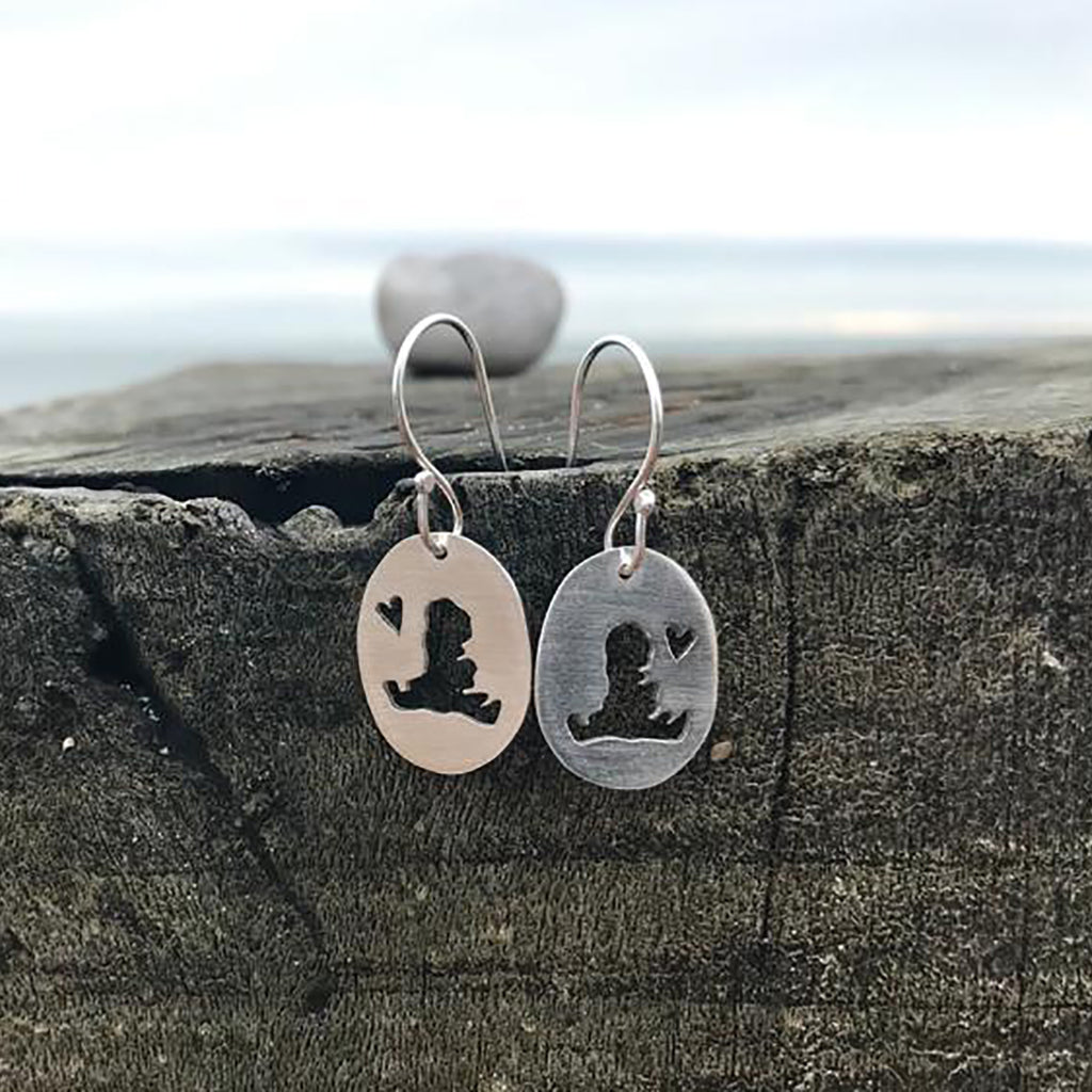Handmade Silver Hayling Island Cutout Drop Earrings