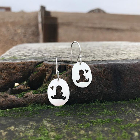 Handmade Silver Hayling Island Cutout Drop Earrings