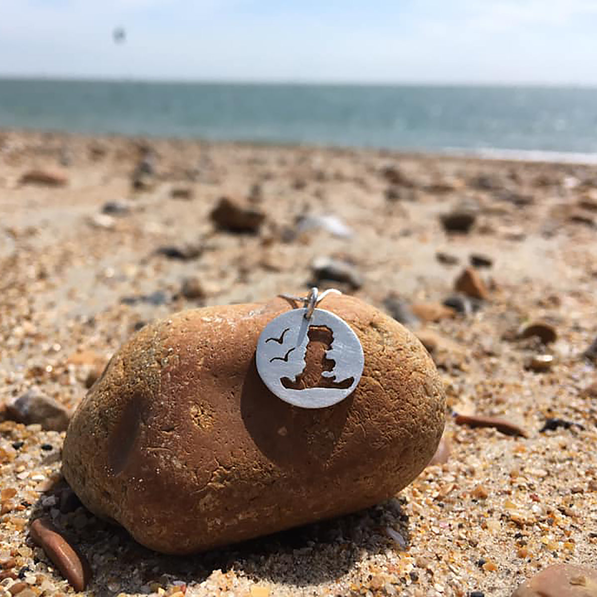 Handmade Silver Small Hayling Island Cutout Pendant