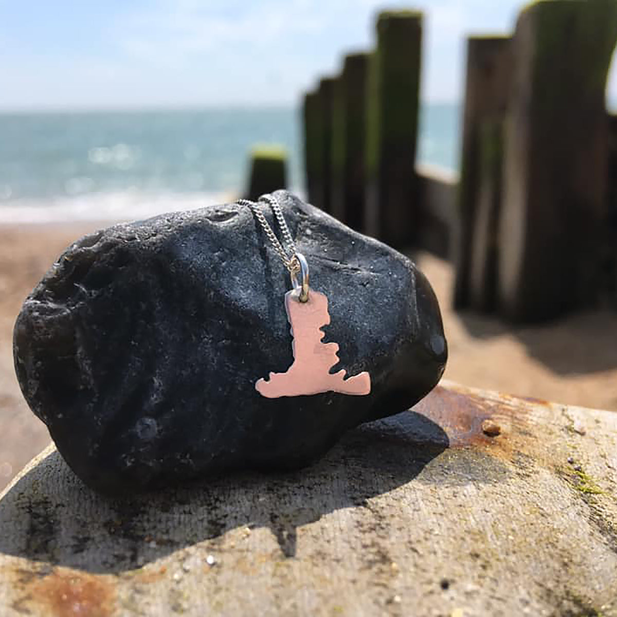 Handmade Silver Medium Hayling Island Outline Pendant