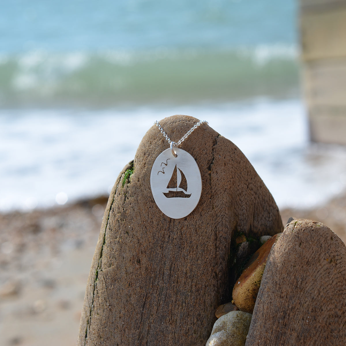 Handmade Silver Sailing Boat Cutout Pendant