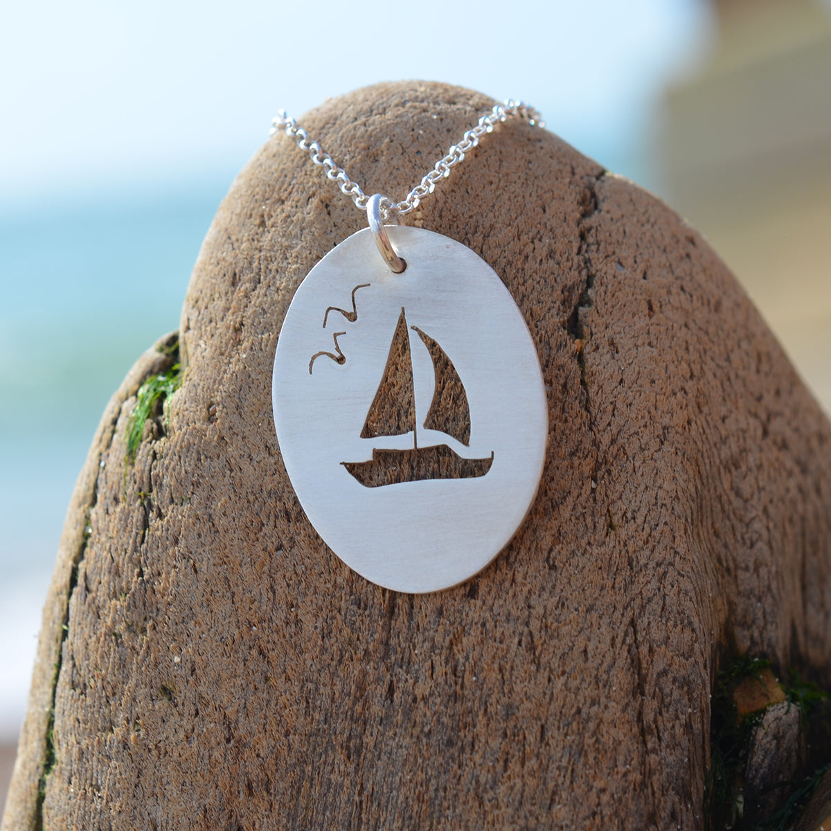Handmade Silver Sailing Boat Cutout Pendant