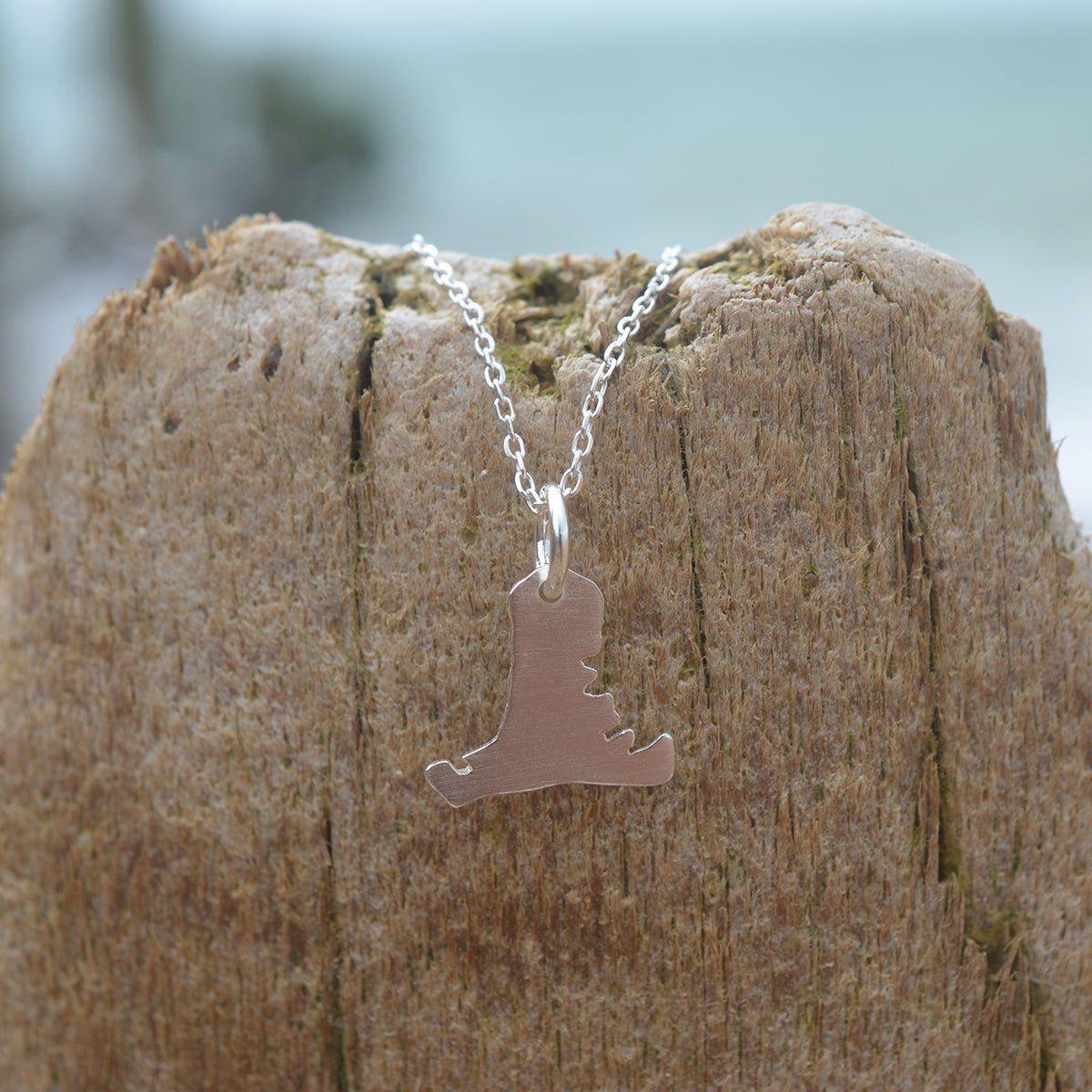 Handmade Silver Small Hayling Island Outline Pendant
