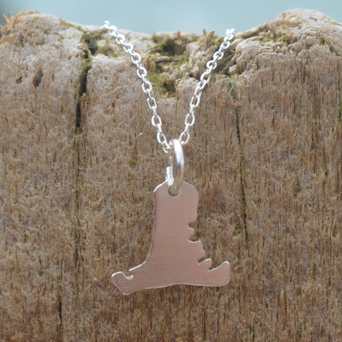 Handmade Silver Small Hayling Island Outline Pendant