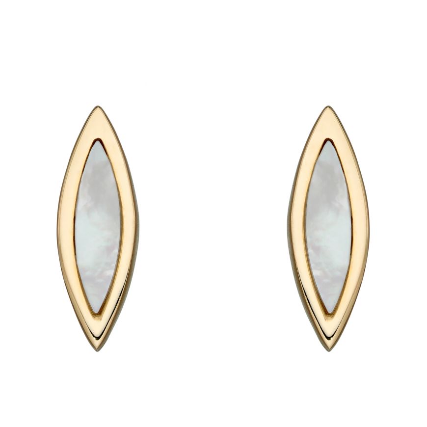 9ct Yellow Gold Mother Pearl Stud Earrings
