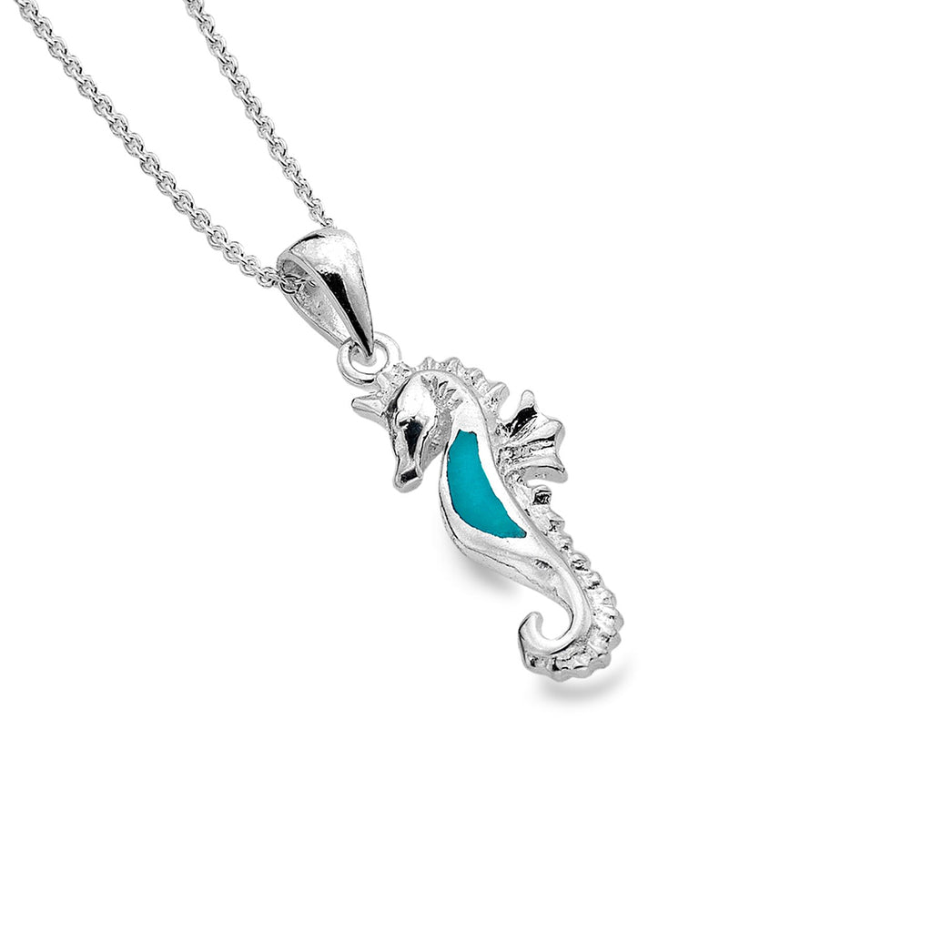 Sterling Silver & Turquoise Seahorse Pendant Necklace