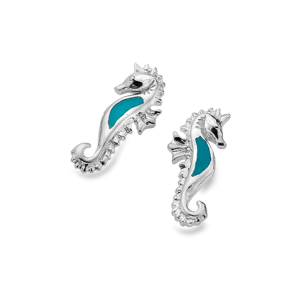 Sterling Silver & Turquoise Seahorse Stud Earrings