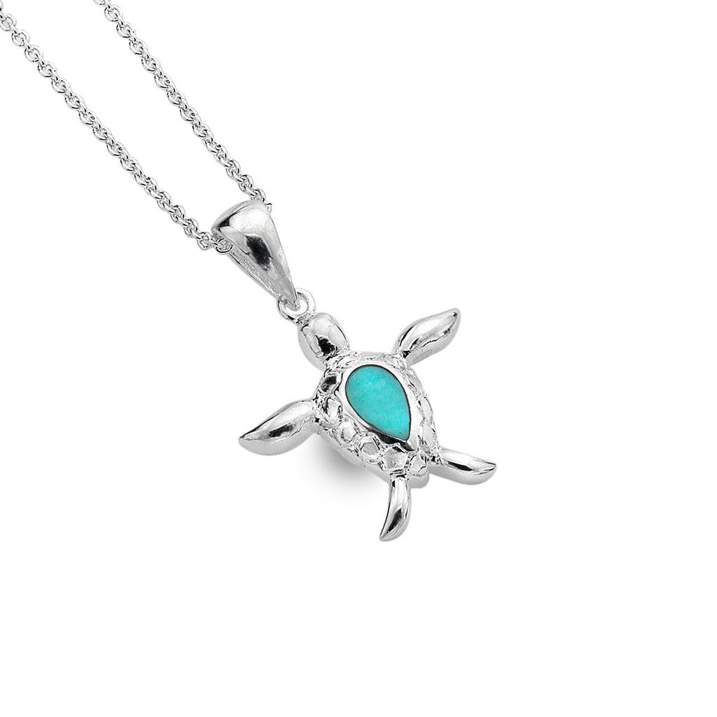 Sterling Silver & Turquoise Turtle Pendant Necklace