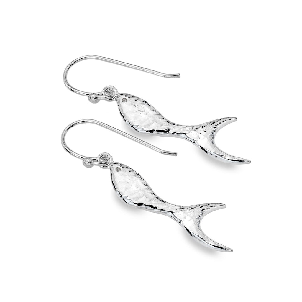Sterling Silver Fish Drop Earrings