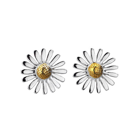 Sterling Silver & Gold Plated Daisy Stud Earrings