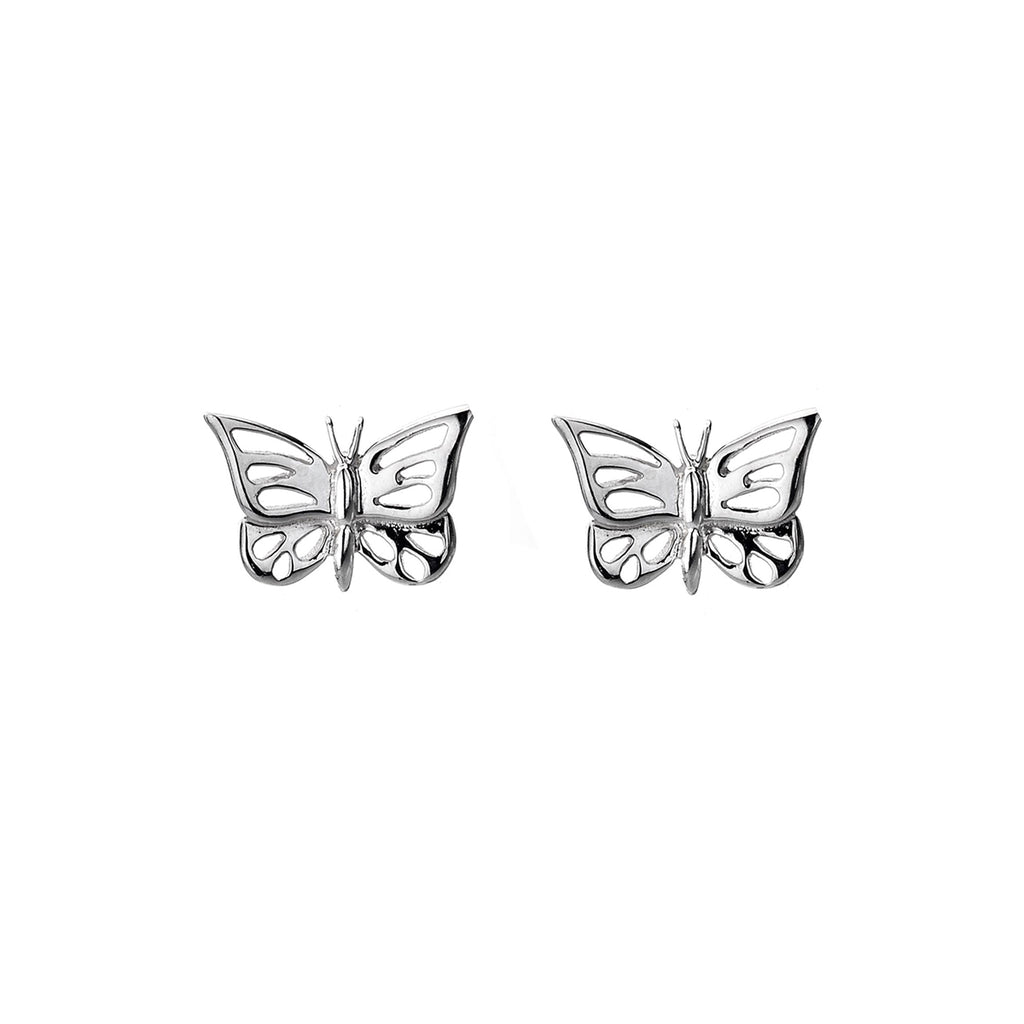 Sterling Silver Butterfly Stencil Stud Earrings