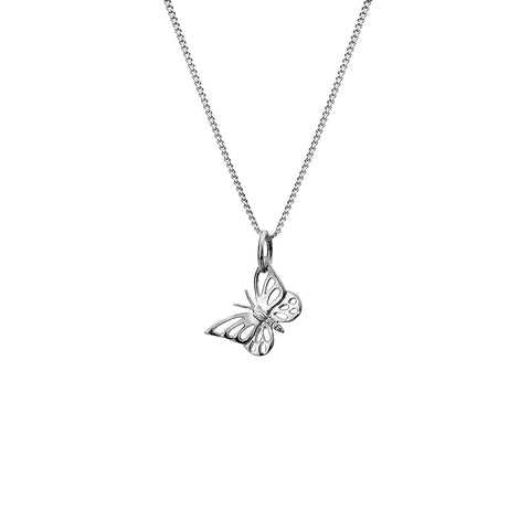 Sterling Silver Butterfly Stencil Pendant Necklace