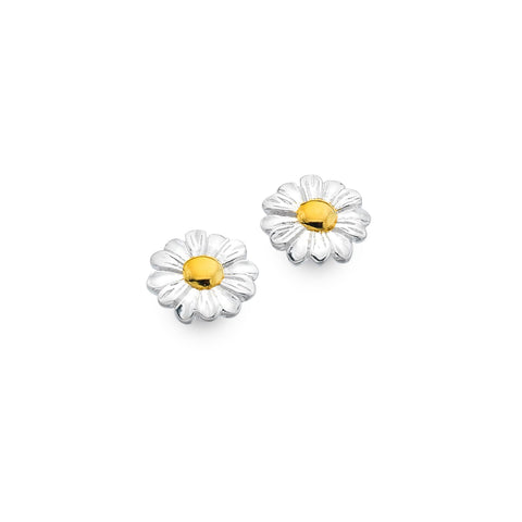 Sterling Silver & Gold Plated Daisy Stud Earrings