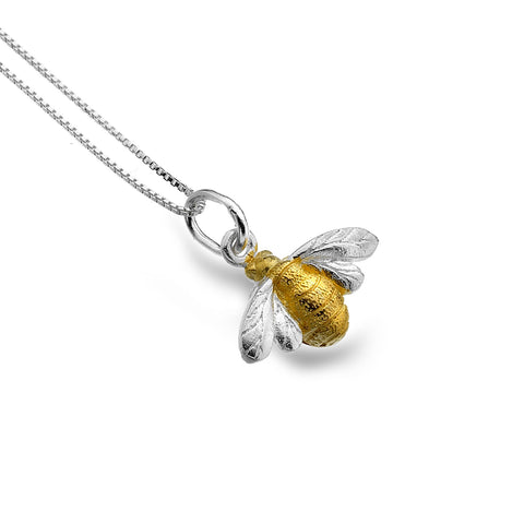 Sterling Silver & Gold Plated Bumble Bee Pendant Necklace