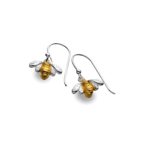 Sterling Silver & Gold Plated Bumble Bee Drop Earrings